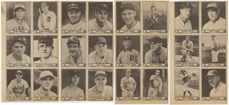 1940 Play Ball 6-Card and 9-Card Uncut Strips (9 Different) Including Many Hall of Famers!